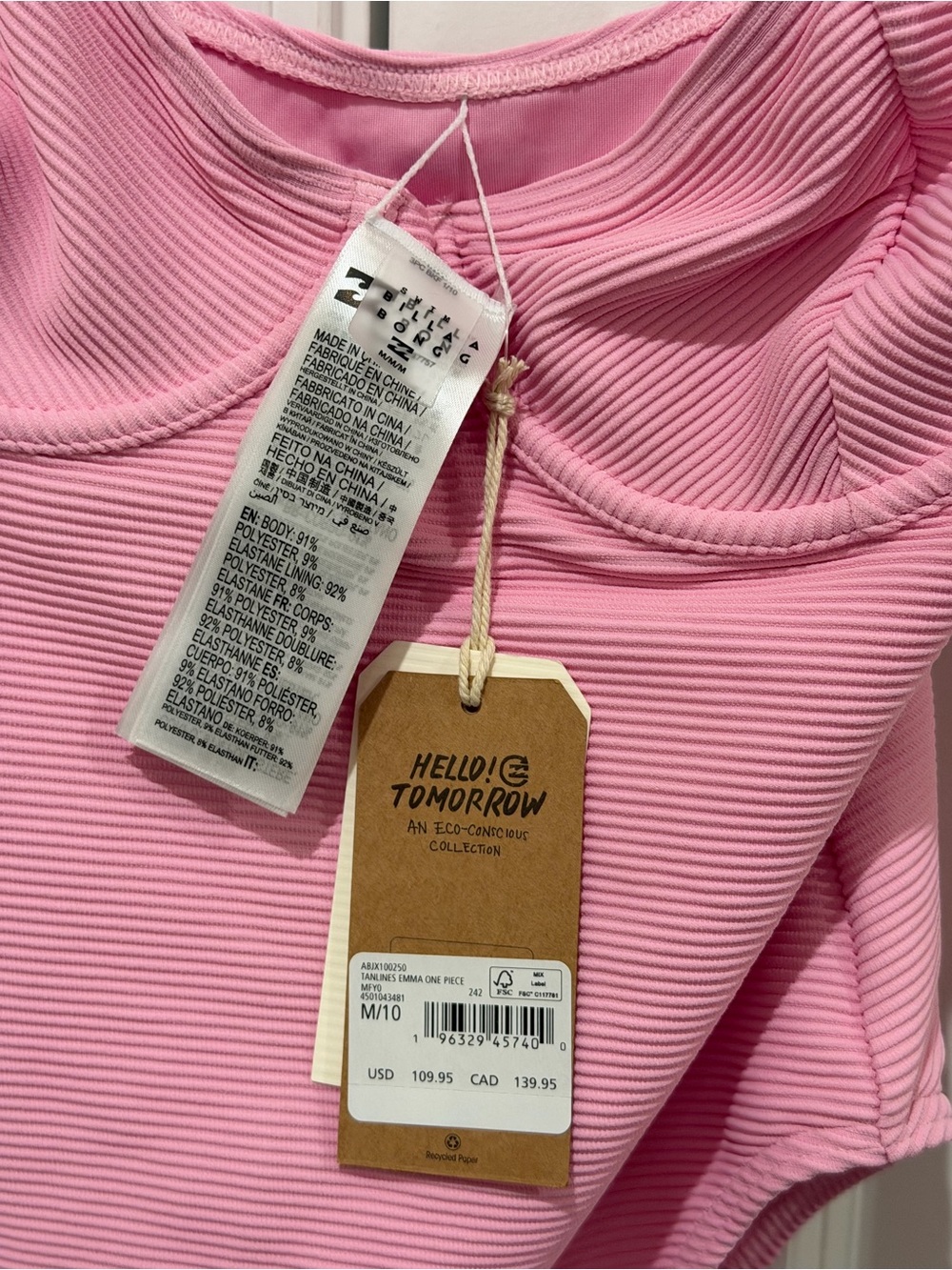 Billabong Tanlines Emma Underwire One-Piece Swimsuit - Pink Dream -Size M/10 NWT - Picture 9 of 11